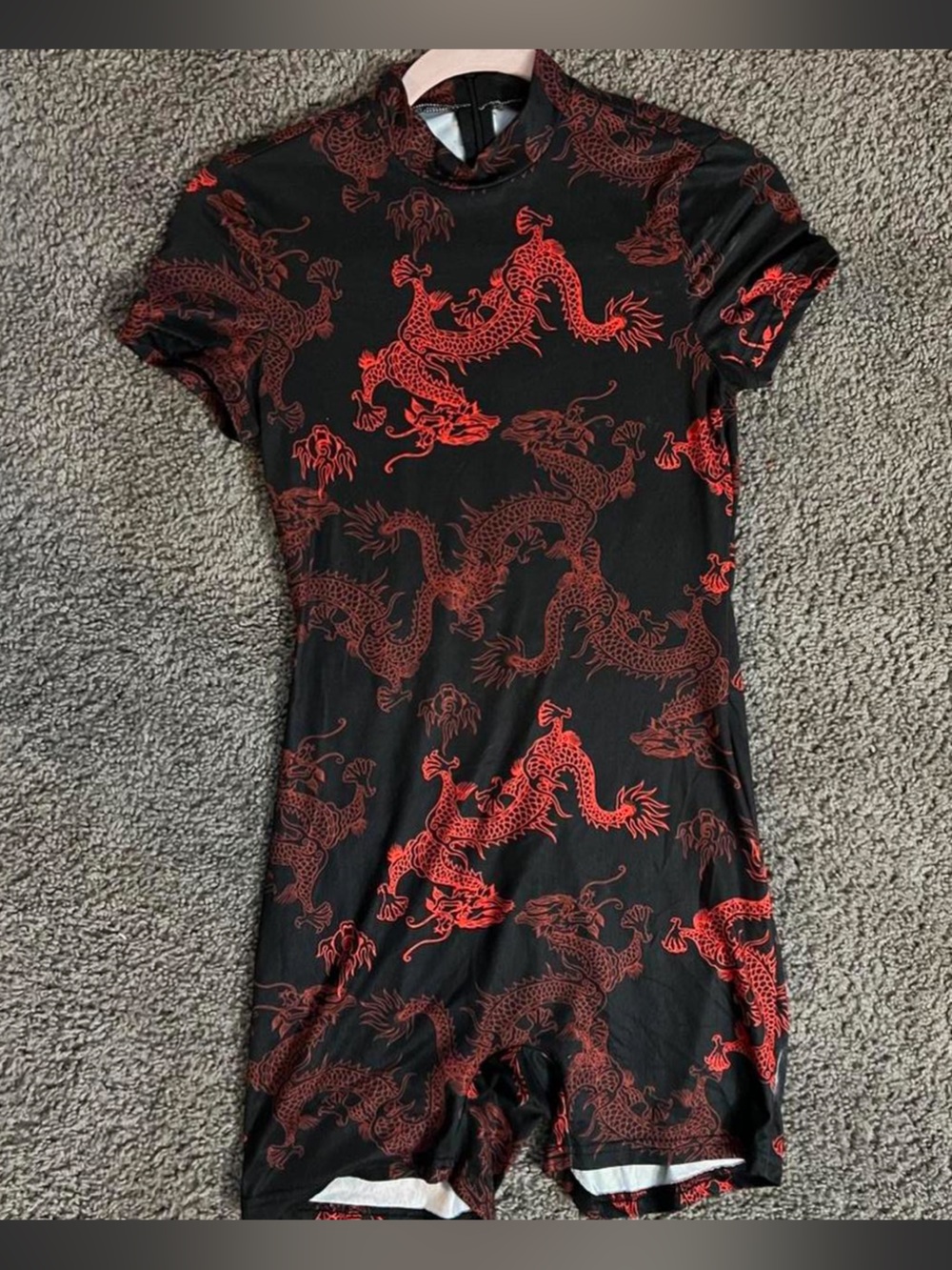 SHEIN Black Dress with Red Dragon Motif